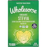 Wholesome Sweeteners Organic Stevia, 75 Count Packets, Zero Calorie Sweetener Blend, Keto Friendly, Non GMO, Gluten Free &amp; Vegan, 1 Pack