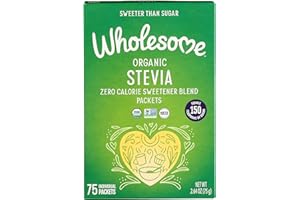 Wholesome Sweeteners Organic Stevia, 75 Count Packets, Zero Calorie Sweetener Blend, Keto Friendly, Non GMO, Gluten Free & Vegan, 1 Pack