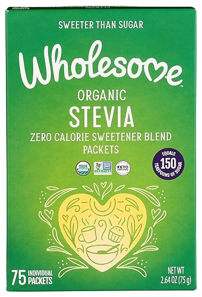 WHOLESOME SWEETENERS ORGANIC STEVIA, 75 COUNT PACKETS, ZERO...