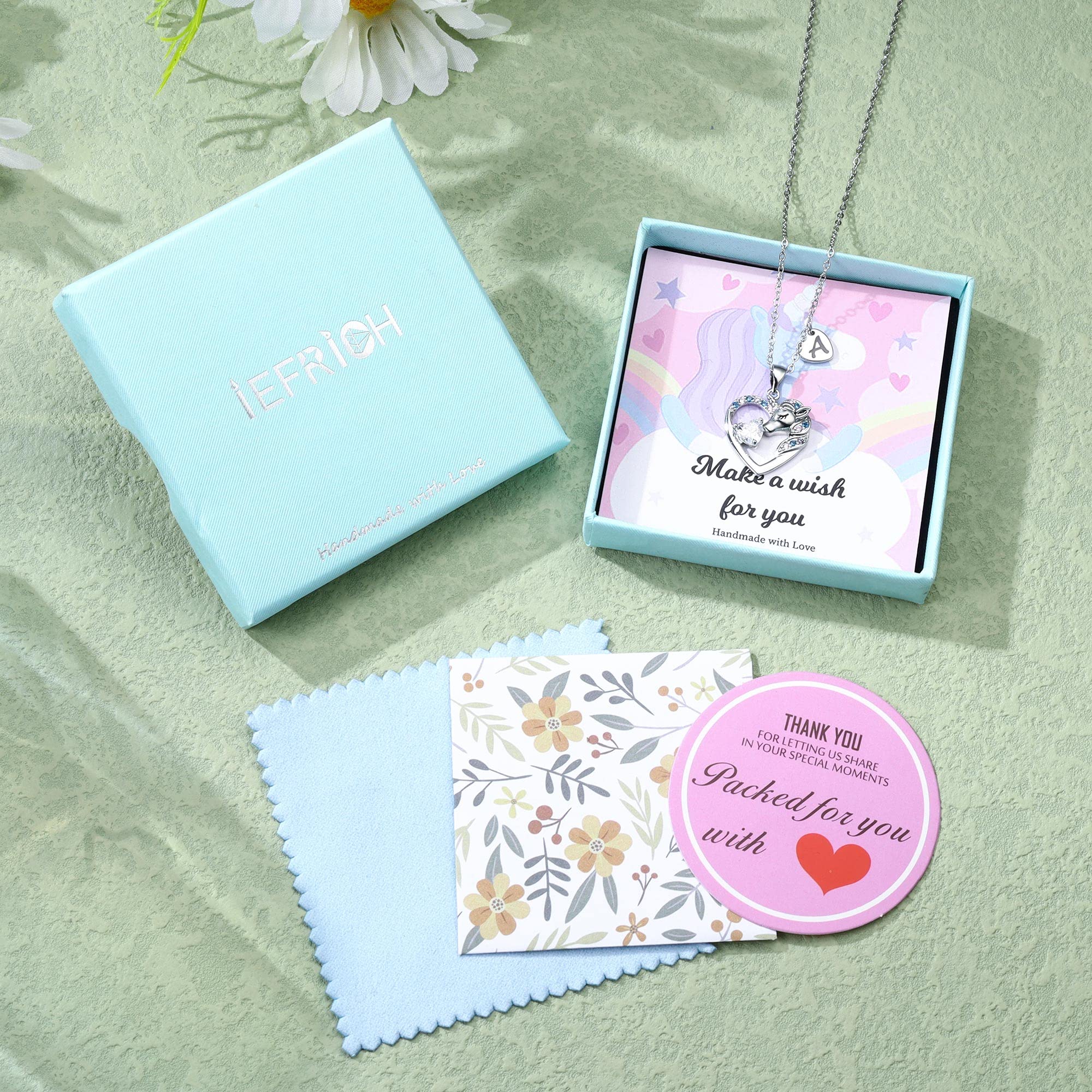 Unicorn Necklace Gifts for Girls Kids - Colorful CZ Heart Initial Necklaces Unicorn Necklace for Girls Jewelry Birthday Gifts for Little Girl Kids