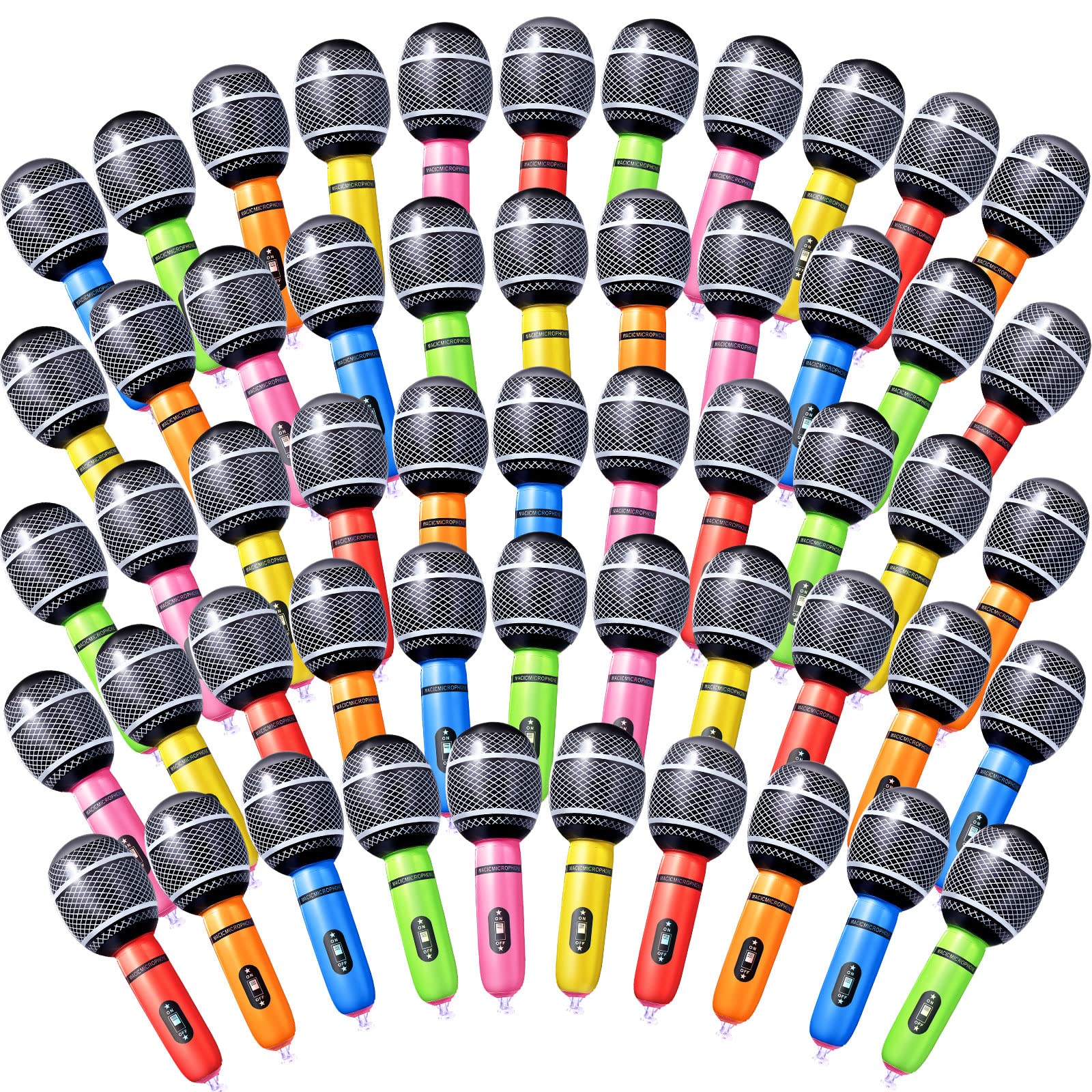 Photo 1 of Zhanmai Inflatable Microphones Blow up Microphone Assorted Colors Inflatable Microphone Props Plastic Toys for Musical Concert Themed Party Birthday Party Decoration Role Play Supplies(72 Pieces)