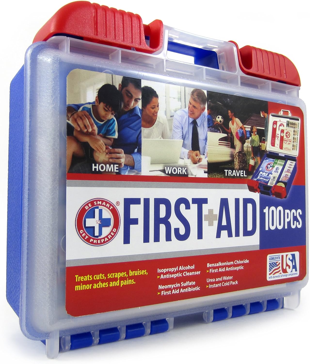 Be Smart Get Prepared 10HBC01082 100Piece First Aid Kit, Clean, Treat & Protect Most Injuries With The Kit that is great for Any Home, Office, Vehicle, Camping & Sports. 0.71 Lb: Health & Personal Care