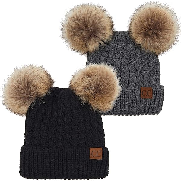 ✴新品✴Boniture☆Pon Pon Cap Funky Junque Criss Cross Ponytail Hat w/Buttons - Black at