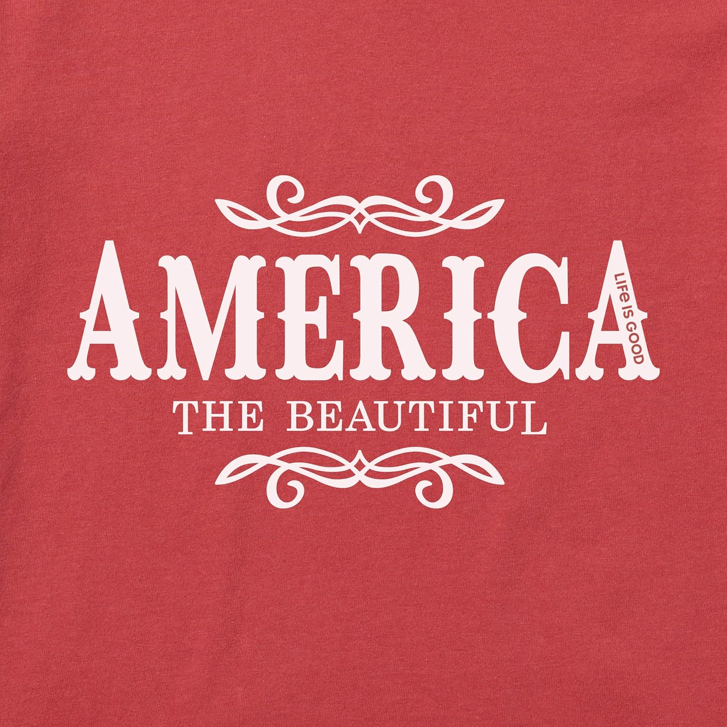 Life Is Good Women's Crusher Vee T-Shirt America The Beautiful, Faded Red, XX-Large: Clothing