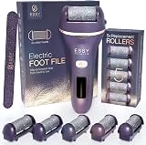 Essy Electric Foot File with 5 Rollers Rechargeable Foot Pedicure Set Purple