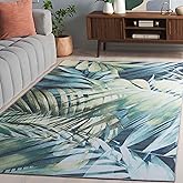 SAFAVIEH Washable Rug Tacoma Collection - 4' x 6', Green, Slip Resistant & Easy to Clean, Ideal for Living Room, Bedroom, Hom