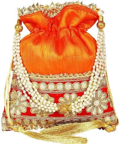 Bombay Haat Ethnic Rajasthani Silk Potli Bag/Bridal Clutch,Purse for Party/Wedding/Wedding Gift