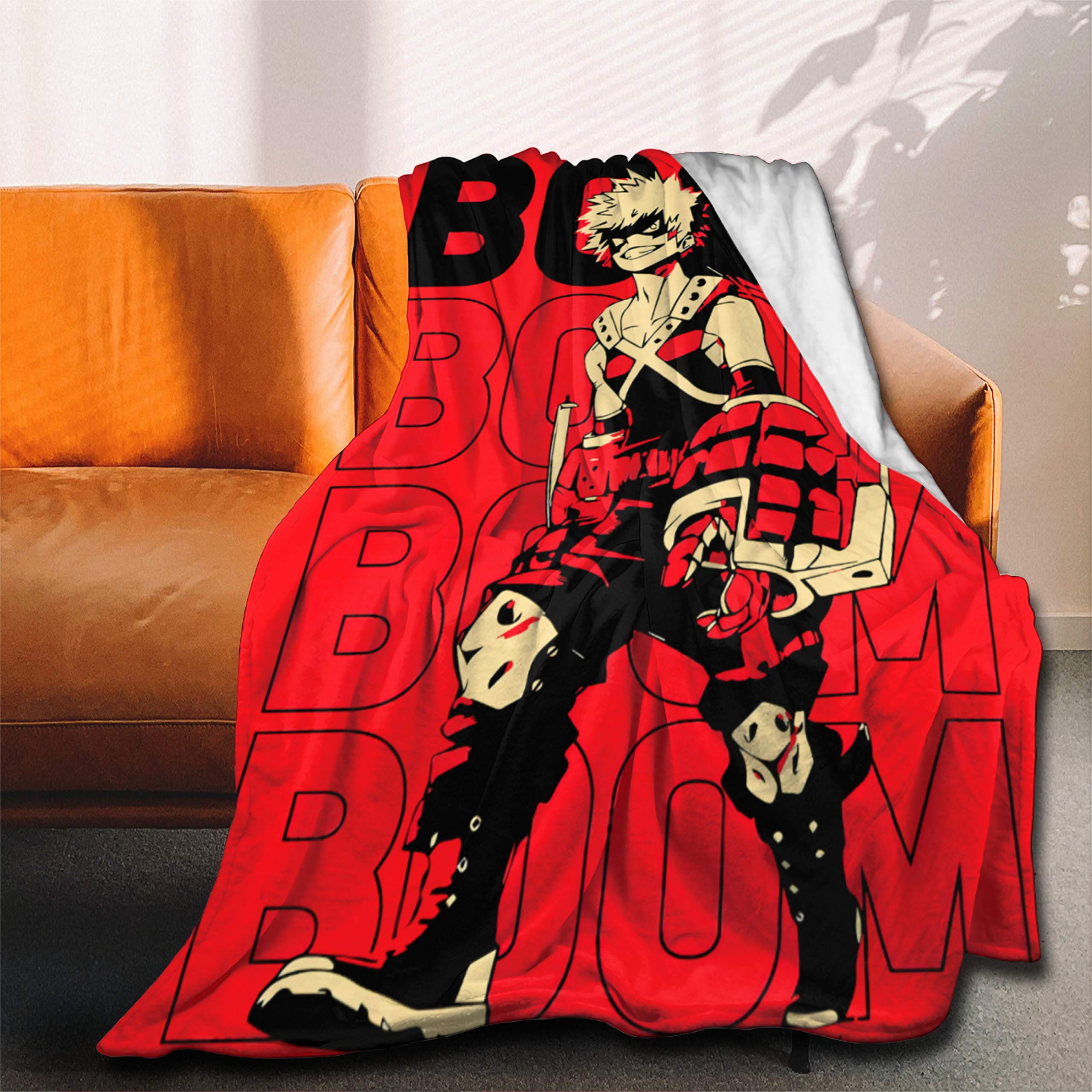ANNBITION My Hero Academia Anime BNHA Boom Kacchan Katsuki Bakugo Flannel Throw Blanket Ultra Soft Bedspread Microfiber Fleece Blanket Durable Home Decor Perfect for Couch Sofa Bedm 60x50 Inch