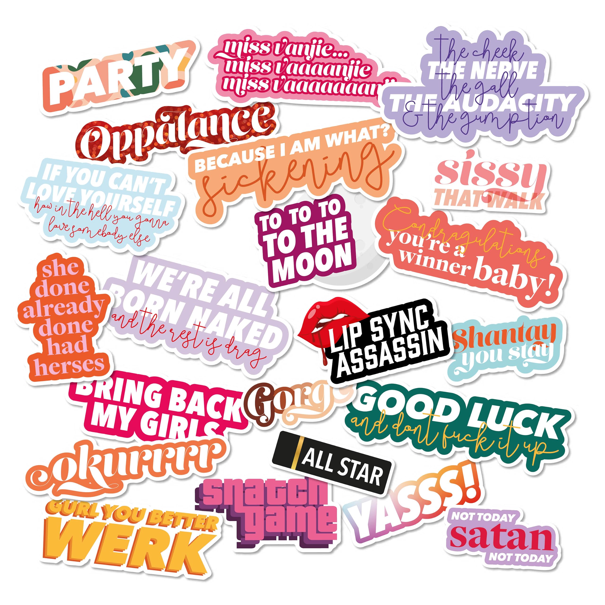 22 x Original Design RuPauls Drag Race Stickers for