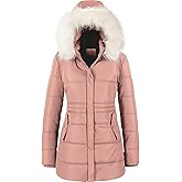 Chrisuno Women's Winter Warm Coats Puffer Jacket Long Drawstring Waterproof Snow Parka With Removable Faux Fur Trim Hood