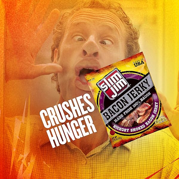 SLIM JIM SMOKED BACON JERKY, HICKORY FLAVOR, 10G PROTEIN PER SERVING, 2.75 OZ. (1 COUNT)