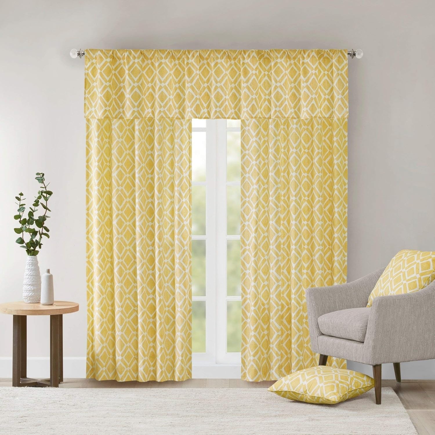 Amazon Com Single Piece Ella Yellow 95 Inch Curtain Panel