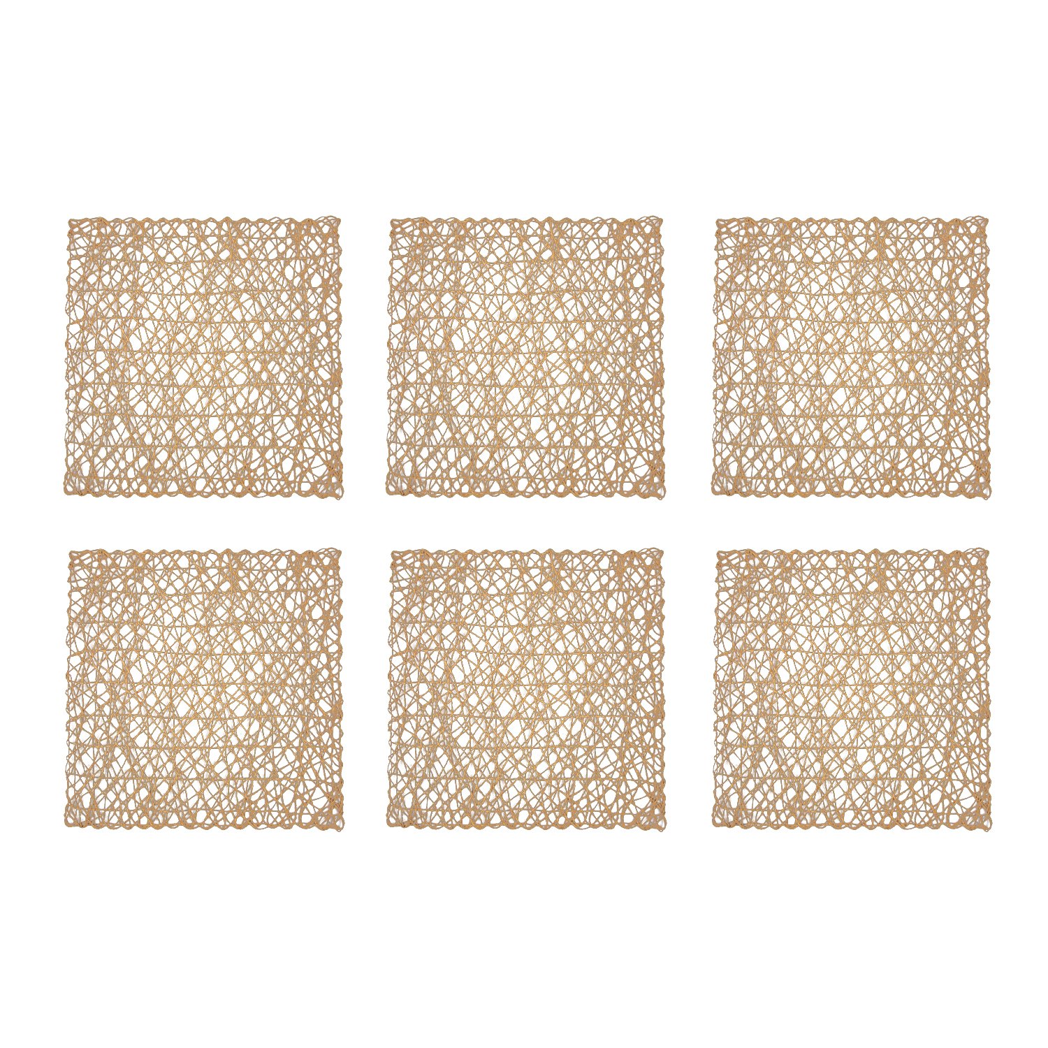 DII Woven Paper Square Decorative Placemat or Charger for Holidays, Occasions, and Décor, 16x16, Taupe, Set of 6