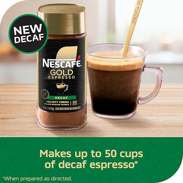 NESCAFÉ GOLD DECAF ESPRESSO INSTANT COFFEE, 3.17 OZ