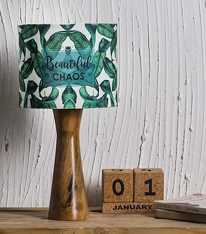 Buy Kavi Beautiful Chaos Wooden Shade Lamp Round Night Lamp