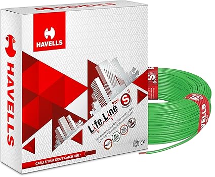 Havells Life Line Plus S3 0.5 sq mm PVC HRFR Cable (Green)