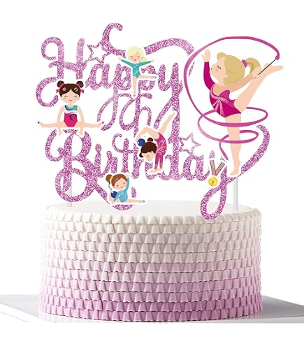 Godparent Dedication Gift Purple Gymnast 8th Birthday Cake Topper - Rose Gold Glitter Gymnastics Party Decoration Baptism Photo Frame-236956