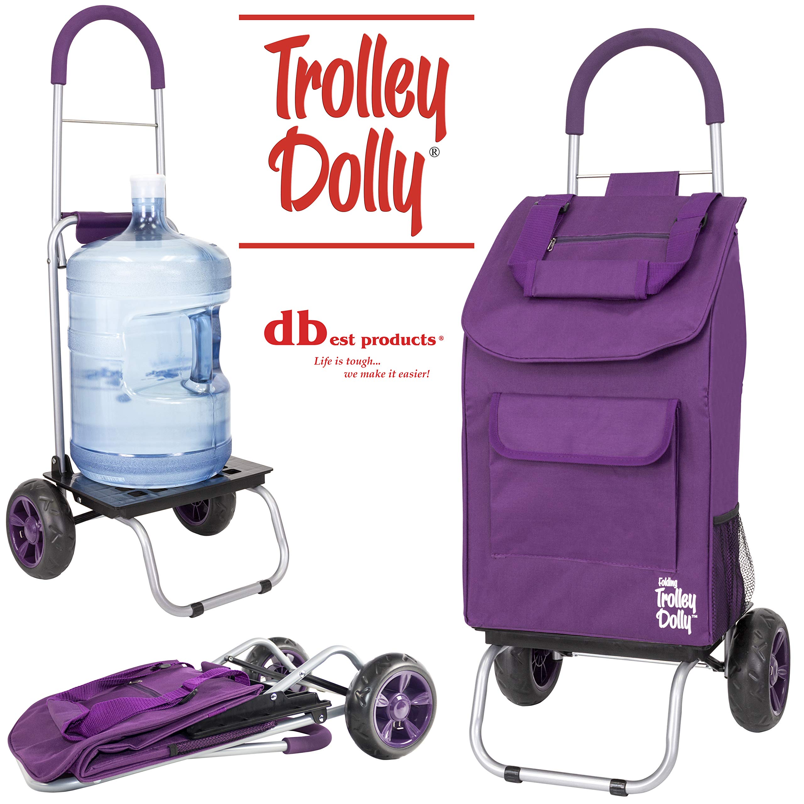 dbest products Trolley Dolly, Purple Shopping Grocery Foldable Cart