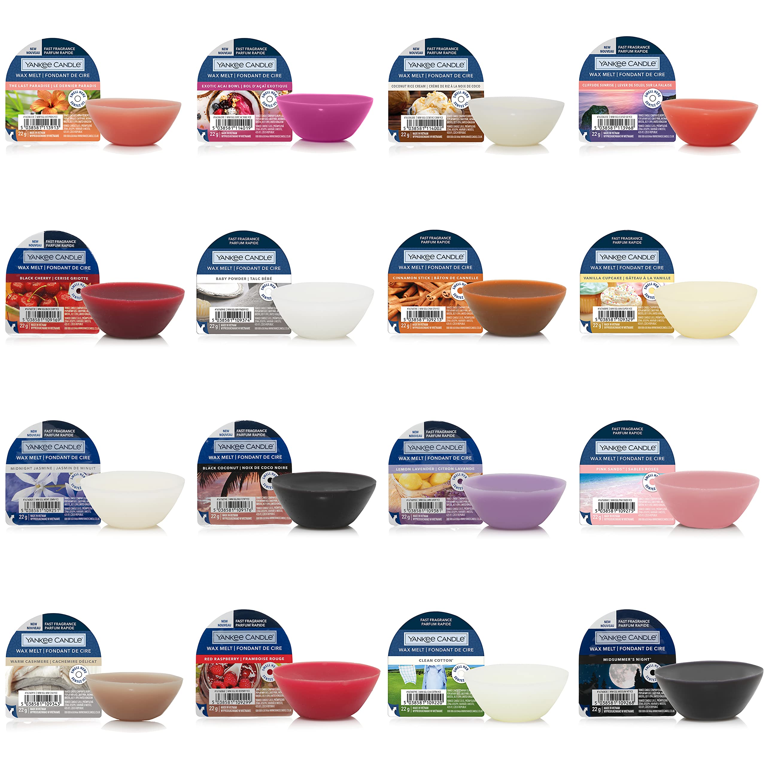 Yankee Candle Wax Melts, Mixed Popular Fragrances, Up to 8 Hours Fragrance, Mixed Bundle, 16 Count
