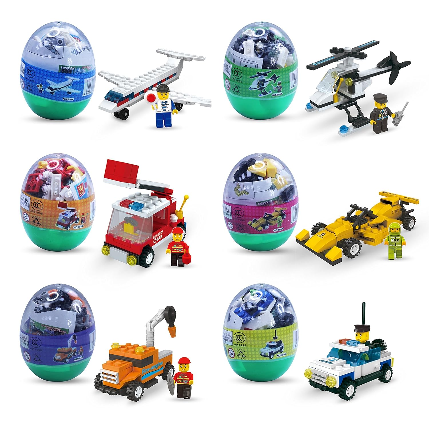Easter Eggs Filled With Building Brick Blocks Toys 6 Eggs Each Have Different Shape Bricks And