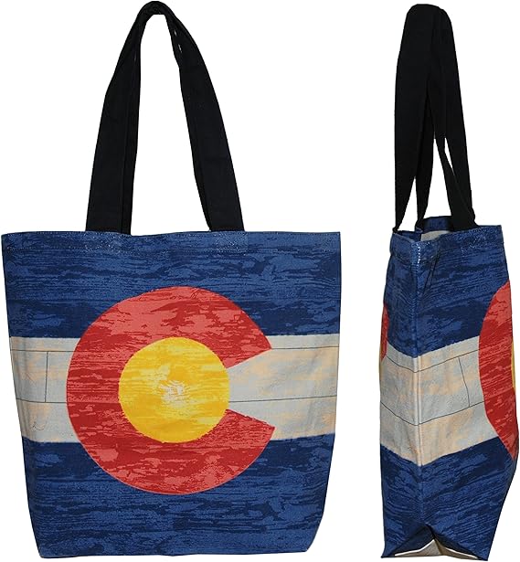 Shopper Tote Bag Colorado Flag, EcoFriendly Reusable