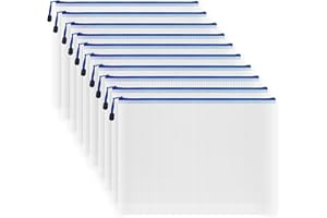 AUSTARK 10 Pcs Zipper File Bags, Waterproof Plastic Mesh Pouch for Office School, Board Game Storage Bags (B4 Size 15''x11'',