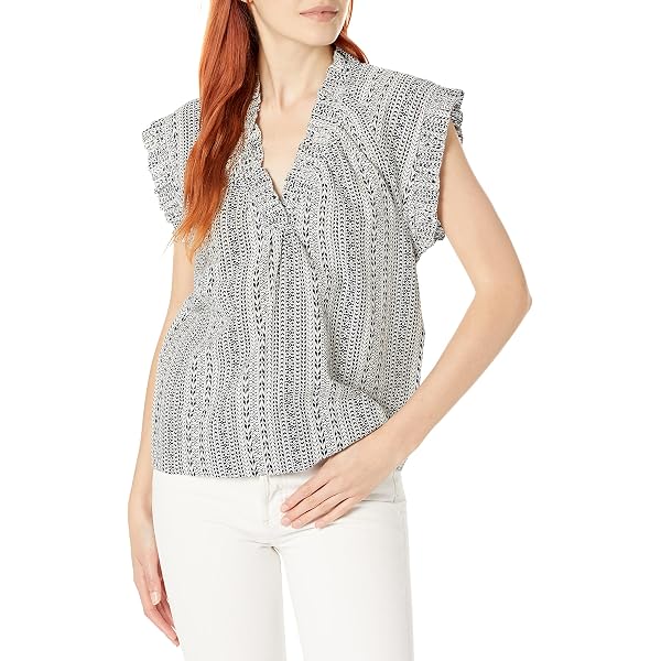 Vince Camuto Women's Ruffled Pintuck Henley Top - Pull On Blouse With Casual Elegance - View #4