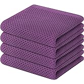 Homaxy 100% Cotton Waffle Weave Kitchen Dish Towels, Ultra Soft Absorbent Quick Drying Cleaning Towel, 13 x 28 Inches, 4-Pack, Purple