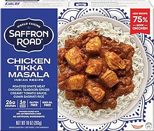 Saffron Road Frozen Chicken Tikka Masala – High Protein, Seed Oil Free, Chickens Raised with No Antibiotics, No Artificial In