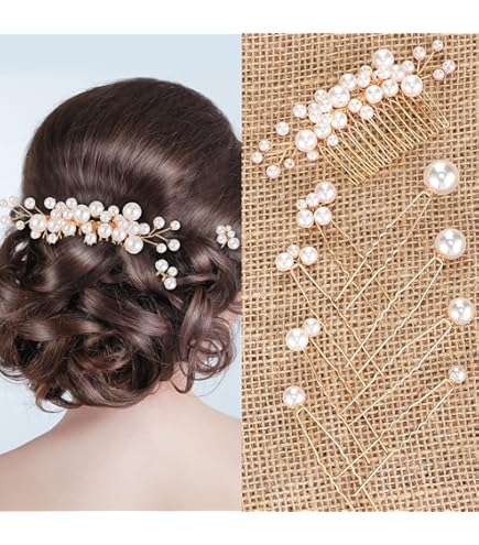 Amazon.com : REDANHA 4PCS Pearl Bridal Hair Pins Hair Clip  display picture 1