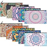 Reginary 20 Pieces Cosmetic Bag for Women, Roomy Makeup Bags with Zipper Toiletry Bag Pouch Travel Accessory Organizer Gifts, 7 x 4.3 Inches(Mandala)