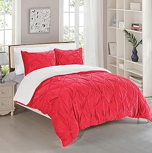 Elegant Comfort Juego De 3 Piezas De Edredón De Sherpa Plisado, Reversible, Con Relleno Alternativo, Lujoso, Transpirable, Tela Acogedora, Edredón De Sherpa Plisado, Tamaño Matrimonial, Rosa