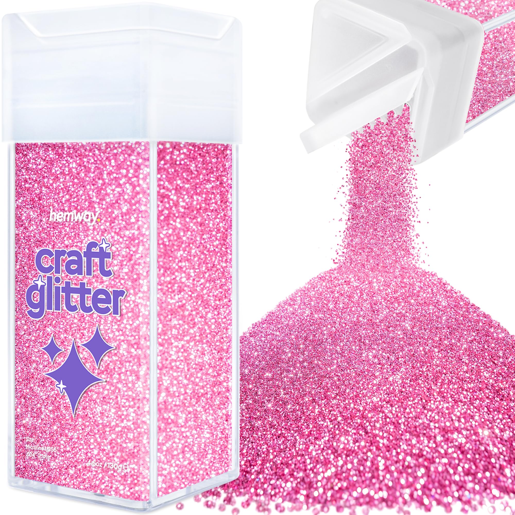 Hemway Glitter Shaker Rose Pink 110g Microfine, Craft Glitter Shaker for Resin & Epoxy Crafts, Christmas Art Supplies, Nail, Body, Face, Eye, Festival, Crafting, Slime, Sparkle