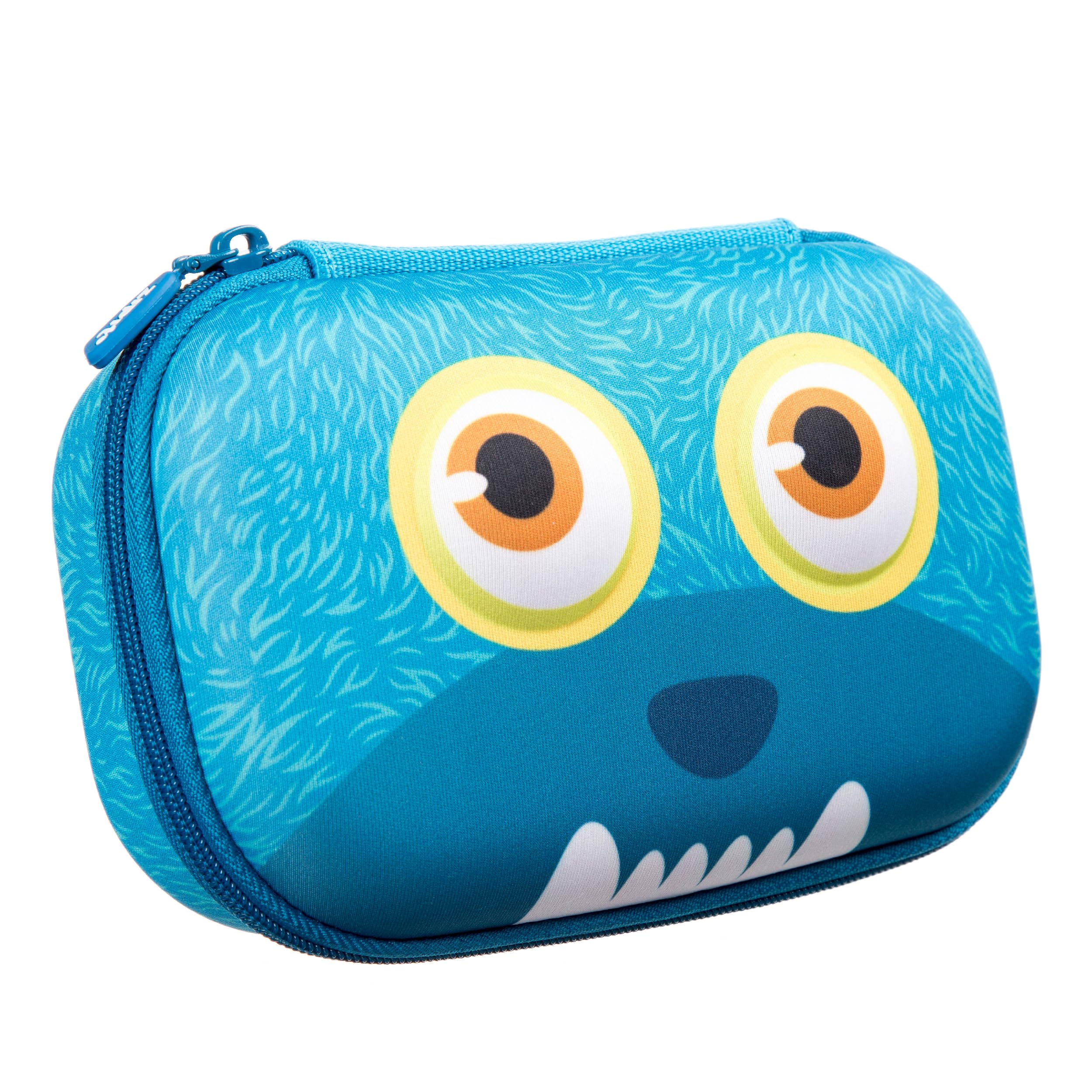 ZIPIT Wildlings Pencil Box for Kids, Large Capacity Fun Pencil Case for School, Stationery Organizer Box, Blue