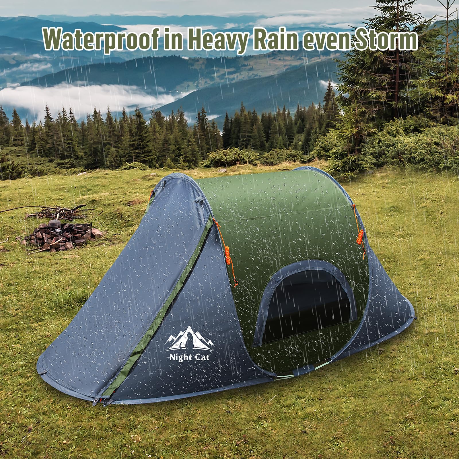 Night Cat Pop-up Camping Tent: 1 Person Tent Waterproof Instant Easy Setup Outdoor Tent