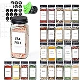 ComSaf 24Pcs 4oz Glass Spice Jars with Shaker Lids, 93 Labels, a Handy Funnel, a Pepper Grinder, Empty Spice Containers and S