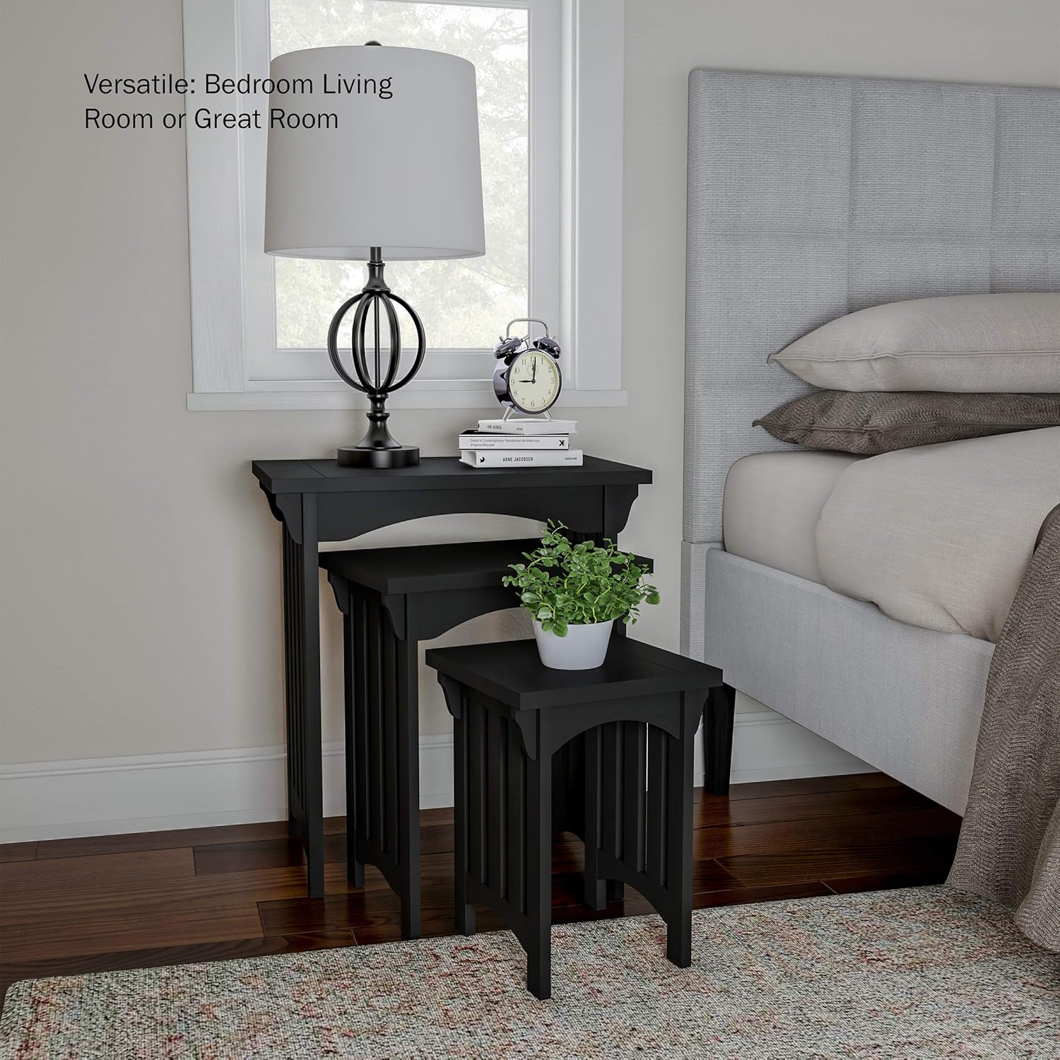 Home Lavish Nesting Set of 3, Traditional with Mission Style Legs for Living Room Coffee Tables or Nightstands Accent Furniture (Black): Furniture & Decor