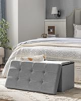 SONGMICS MAZIE Collection Storage Ottoman Bench 76 cm Light Grey view 7