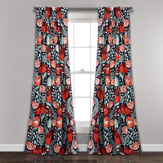 Amazon Com Lush Decor Poppy Garden Curtains Room Darkening Window