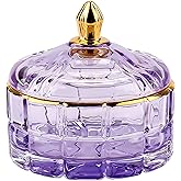 ALAMHI Crystal Candy Jar Apothecary Decorative Jars with Lids Purple Storage Jewelry Glass Trinket Box Cute Candy Dish with Lid for Candy Buffet Gift Ideas, for Women