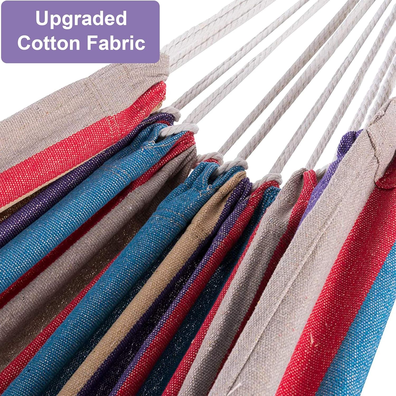 SUNCREAT 12ft Double Brazilian Wide Hammock Cotton Fabric Travel Camping Hammock with 2 Person for Indoor or Outdoor-Tropical : Garden & Outdoor