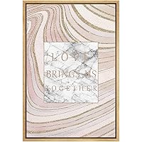 SIGNWIN Framed Canvas Print Wall Art Pink and Gold Line Art with Phrases Abstract Patterns Watercolor Modern Art Decorative Elements Relax/Calm Cool for Living Room, Bedroom, Office - 16