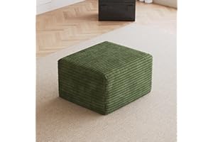 ChilternCasa 25.6" Corduroy Ottoman Foot Rest,Plush Memory Foam Couch Ottomans,Boneless Compressed Sofa in a Box for Living R