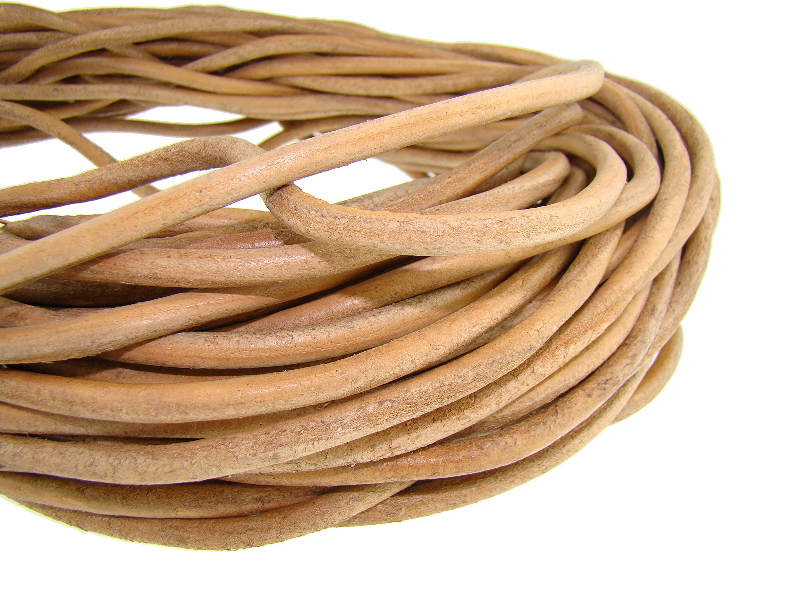 esnado Leather Cord Round 6 mm Natural 10 Metres