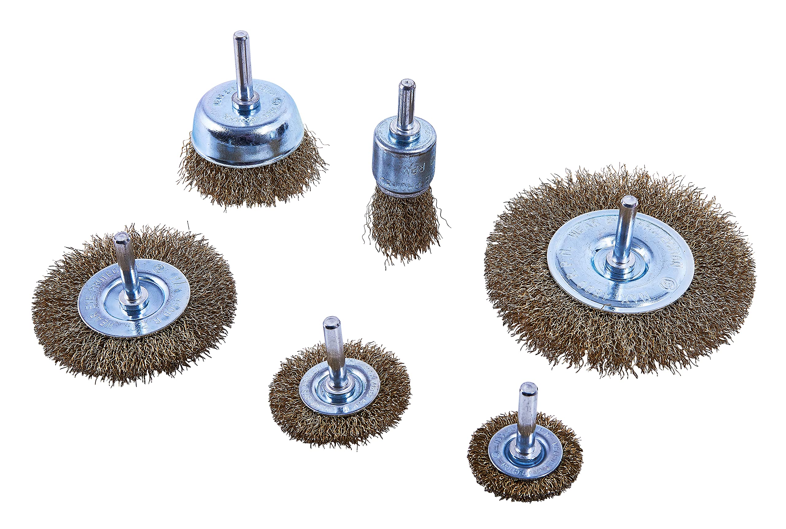 Amtech F3500 Wire Wheel Brush Set, Steel Wires for Drills, Metal brushes for Cleaning Rust and Removing Paint, 6 Pieces