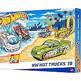 Hot Wheels 1:64 Scale Toy Trucks, Set of 10 Die-Cast Stunt, Utility, Racing & Other Toy Pickup Trucks or Vans, Modern & Retro