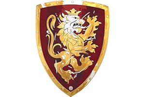 Liontouch Noble Knight Shield, Red/Large | Medieval Pretend Play Foam Toy for Children with Golden Lion Theme | Safe Weapons & Battle Armor for Dress Up & Costumes