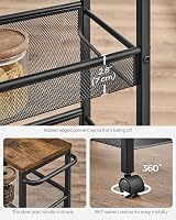 VASAGLE 4-Tier Trolley Space-Saving Kitchen Cart 22 cm Deep Steel Frame view 5
