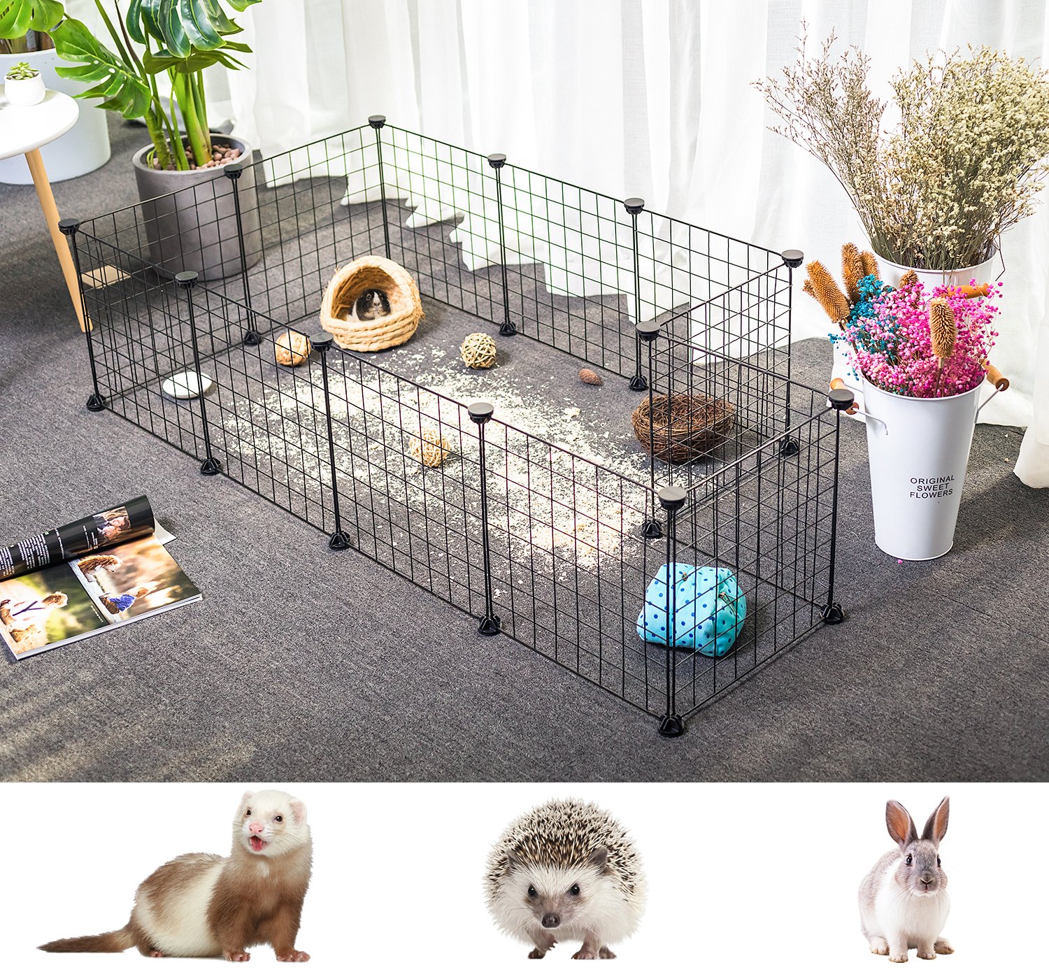 Tespo Pet Playpen, Small Animal Cage Indoor Portable Metal Wire Yard Fence for eBay