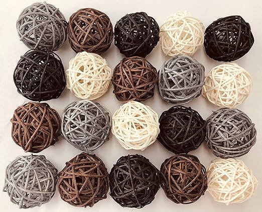 Amazon Com 20 Pack Wicker Rattan Balls Decorative Orbs Natural